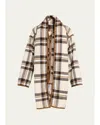 Toccin Greyson Plaid-print Scarf Jacket In Cedmu