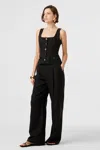 Toccin Hailey Linen Wide Leg Trouser In Black
