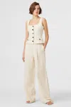 Toccin Hailey Linen Wide Leg Trouser In Brown