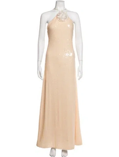 Pre-owned Toccin Halterneck Long Dress In Neutral