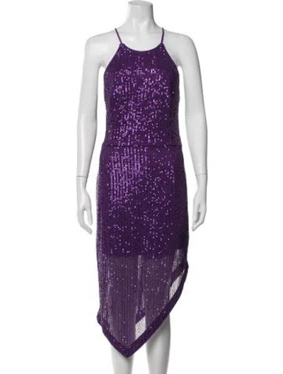 Pre-owned Toccin Halterneck Midi Length Dress In Purple