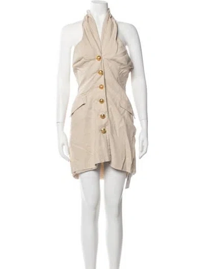 Pre-owned Toccin Halterneck Mini Dress In Neutral