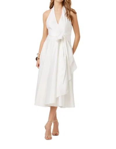 Toccin Hannah Halter Tie Front Dress In Optic In White