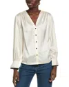 Toccin Harmony Double Cuff V- Neck Blouse In White