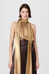Toccin Hattie Sleeveless Tie-neck Top In Antique Gold In Gold