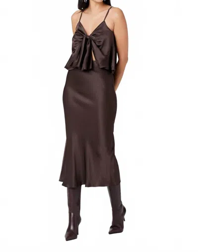 Toccin Heidi Silk Satin Slip Skirt In Espresso In Brown
