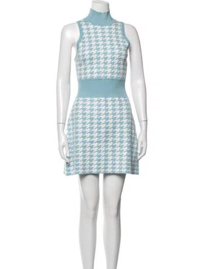 Pre-owned Toccin Houndstooth Print Mini Dress In Blue