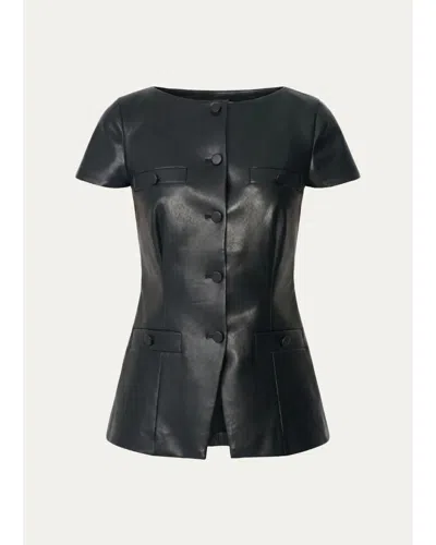 Toccin Ilya Bateau-neck Vegan Leather Vest In Jet