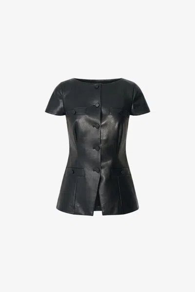 Toccin Ilya Short Sleeve Button-front Vest In Jet