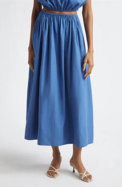 Toccin Imogen Linen & Cotton Skirt In Blue