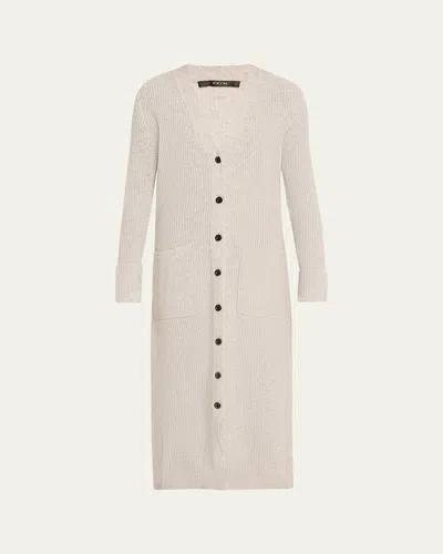 Toccin Isabella Long Wool-cashmere Cardigan In Ivory