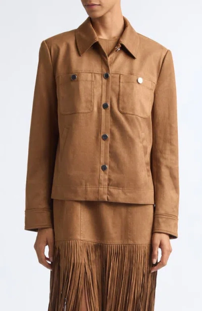 Toccin Isalya Faux Suede Button Front Jacket In Brown