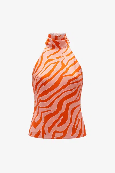 Toccin Izzie Zebra-print Halterneck Blouse In Blue