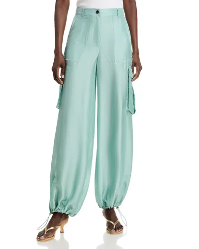 Toccin James Mid Rise Wide Leg Cargo Pants In Blue