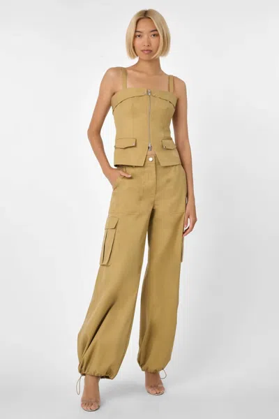 Toccin James Wide Leg Cargo Pants In Biscotti In Gold