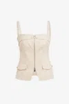 Toccin Jayden Front-zip Cotton Top In Almond