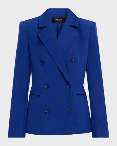 Toccin Jazmin Double-breasted Blazer In Blue