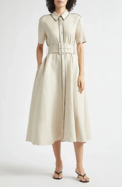 Toccin Jean Linen Blend Shirtdress In Neutral