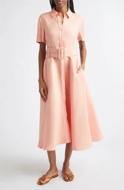 Toccin Jean Linen Blend Shirtdress In Pink