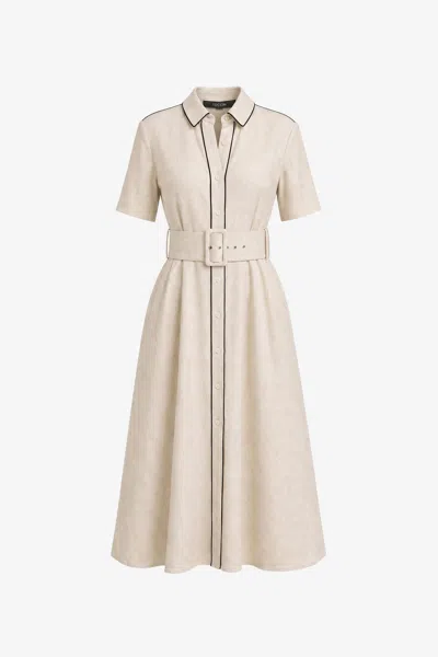 Toccin Jean Short Sleeve Shirt Dress In Neutral