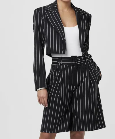 Toccin Jet/optic Pinstripe Faith Cropped Blazer In Black