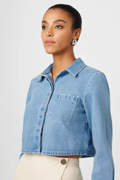 Toccin Jilly Denim Crop  Shirt In Blue
