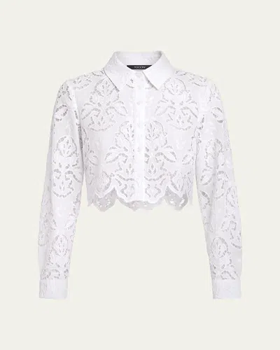 Toccin Jilly Embroidered Cropped Blouse In Optic