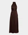 Toccin Jocelyn Satin Tie-front Maxi Dress In Brown