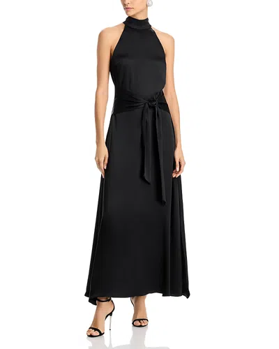 Toccin Jocelyn Satin Tie Front Maxi Dress In Jet