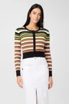 Toccin Joey Long Sleeve Crop Cardigan In Multi