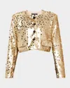 Toccin Jones Crew Neck Sequin Jacket In Gold