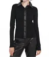 Toccin Jordan Vegan Leather Rib Top In Jet Black In Black