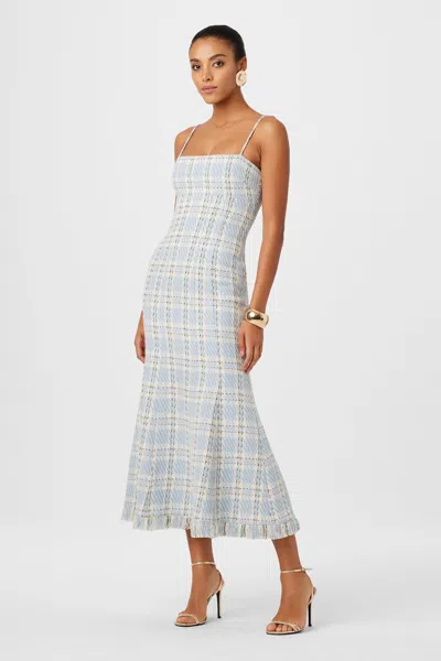 Toccin Josephine Fringe Bottom Dress In Blue