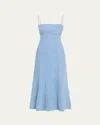 Toccin Josephine Sculpted Denim Midi Dress In Light Wash