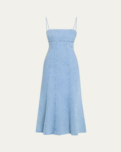 Toccin Josephine Sculpted Denim Midi Dress In Light Wash