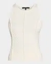 Toccin Joyce Seamed Cable-knit Tank Top In White