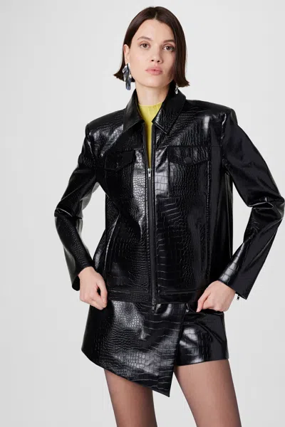 Toccin Juno Croc Moto Jacket In Black