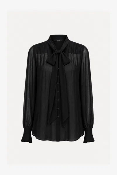 Toccin Kaila Tie Neck Button-front Blouse In Leopard