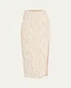 Toccin Kate Sequined Tweed Midi Skirt In Ice Blue Multi
