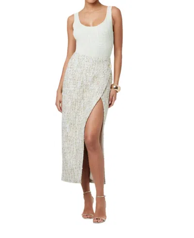 Toccin Kate Tweed Wrap Skirt In Ice Blue Multi