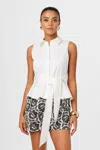 Toccin Katherine Sleveless Tie Front Top In Gray