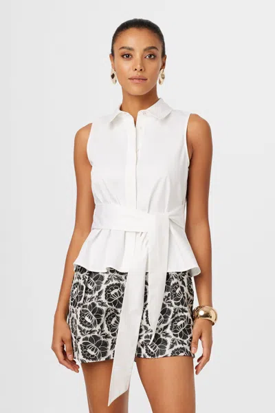Toccin Katherine Sleveless Tie Front Top In Gray