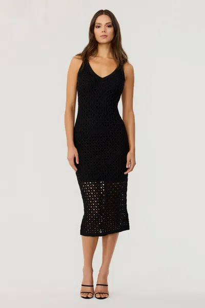 Toccin Kayla Crochet Midi Dress In Black