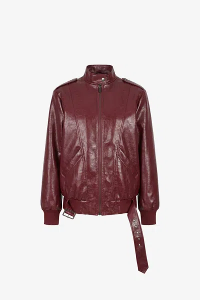 Toccin Keeley Belted Biker Jacket In Oxblood