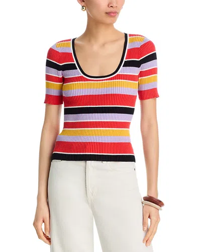 Toccin Kenzie Ribbed Scoop Neck Top In Multi