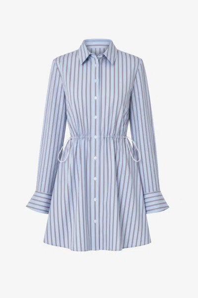 Toccin Kirby Long Sleeve Mini Shirt Dress In Blue