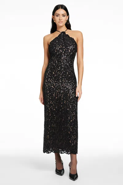Toccin Kitty Halter Midi Dress In Black