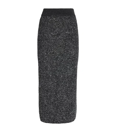 Toccin Knitted Sequin Alisha Midi Skirt In Gray