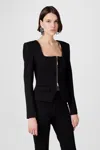 Toccin Koda Zip Front Long Sleeve Top In Black