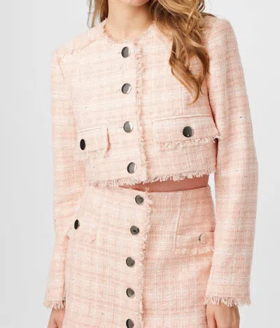 Toccin Lainey Crew Neck Tweed Jacket In Pink Sand
